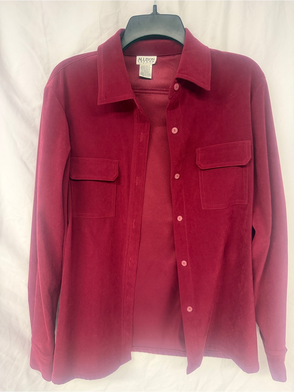 Allison Taylor Men's Deep Red Button-Down Shirt Jacket